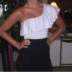 One Shoulder Ruffle Mini Dress